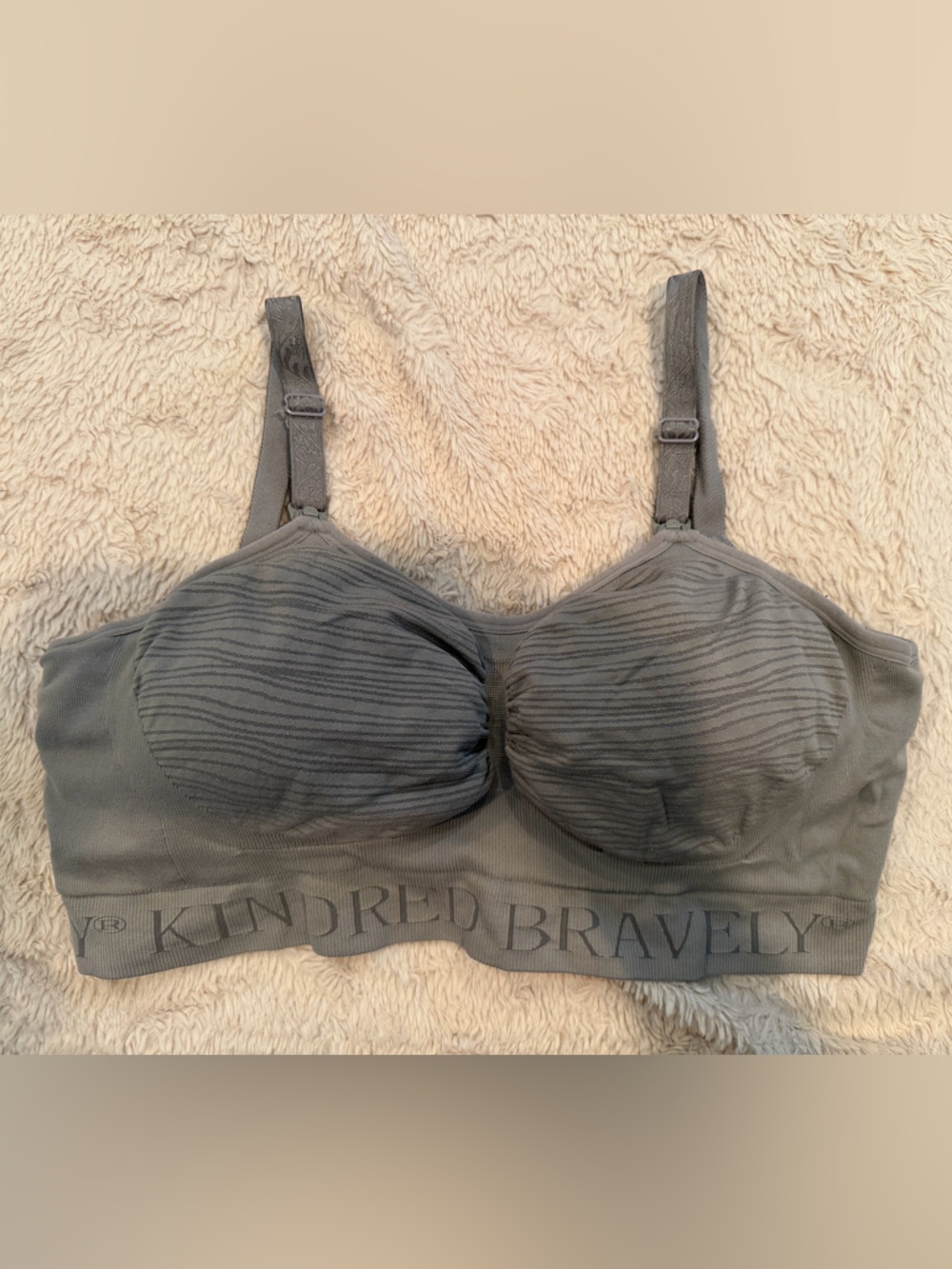 Kindred Bravely Gray Ribbed Nursing & Pumping Bra - Large